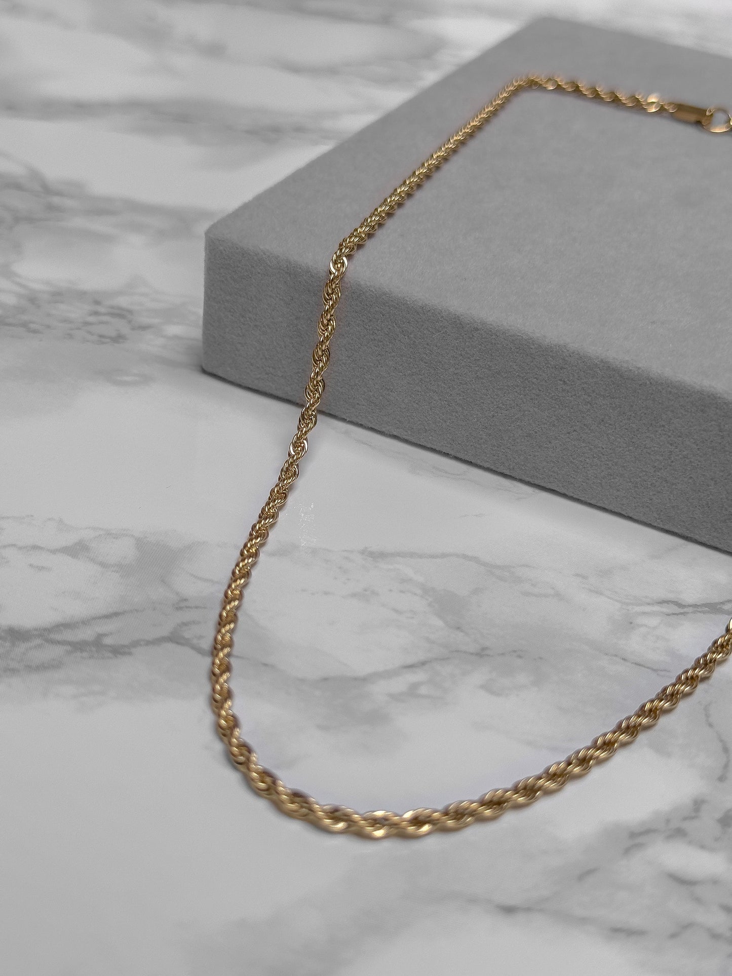 Stainless Steel Gold Twisted Rope Necklace